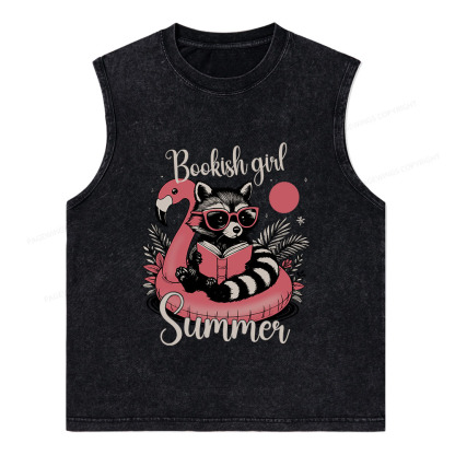 Pagewings Feral Bookish Girl Summer Unisex Washed Tank Top