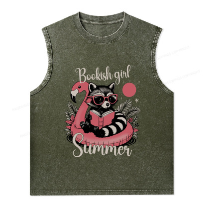 Pagewings Feral Bookish Girl Summer Unisex Washed Tank Top