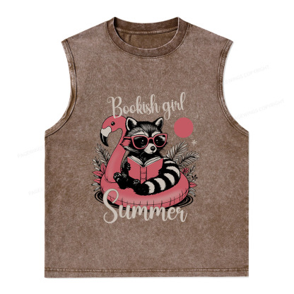 Pagewings Feral Bookish Girl Summer Unisex Washed Tank Top