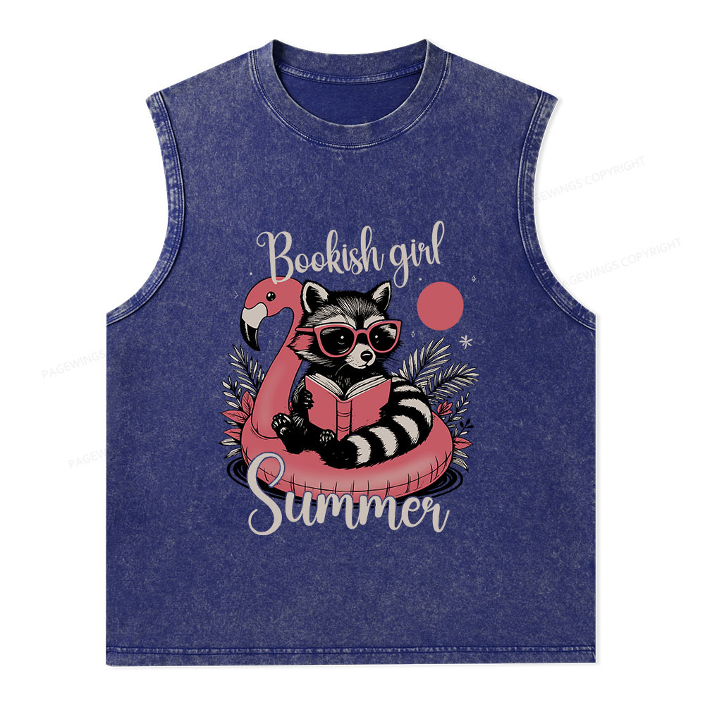 Pagewings Feral Bookish Girl Summer Unisex Washed Tank Top