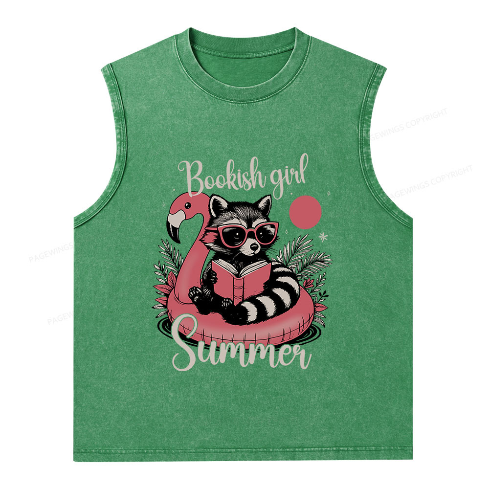 Pagewings Feral Bookish Girl Summer Unisex Washed Tank Top