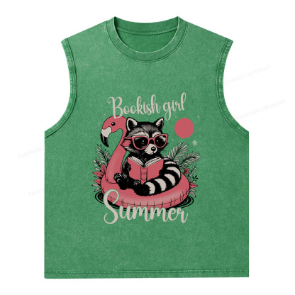 Pagewings Feral Bookish Girl Summer Unisex Washed Tank Top