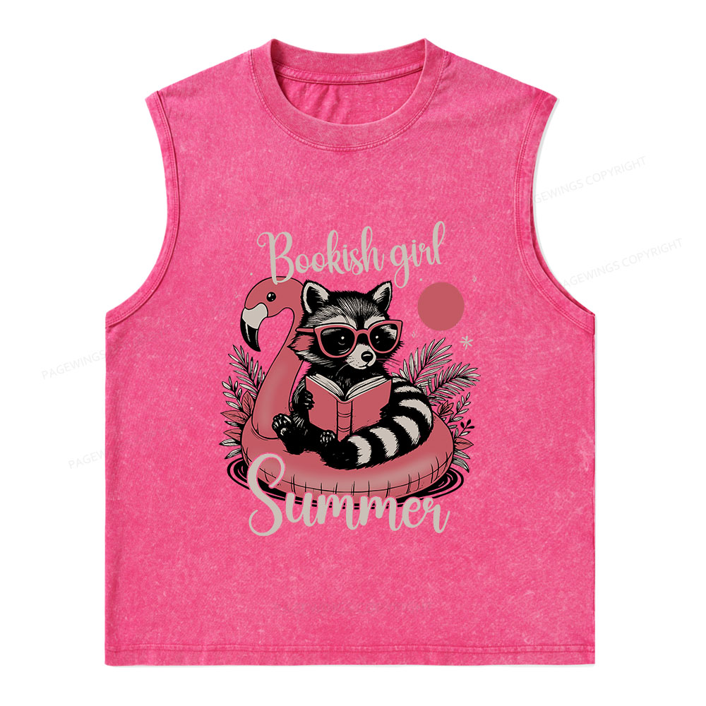 Pagewings Feral Bookish Girl Summer Unisex Washed Tank Top