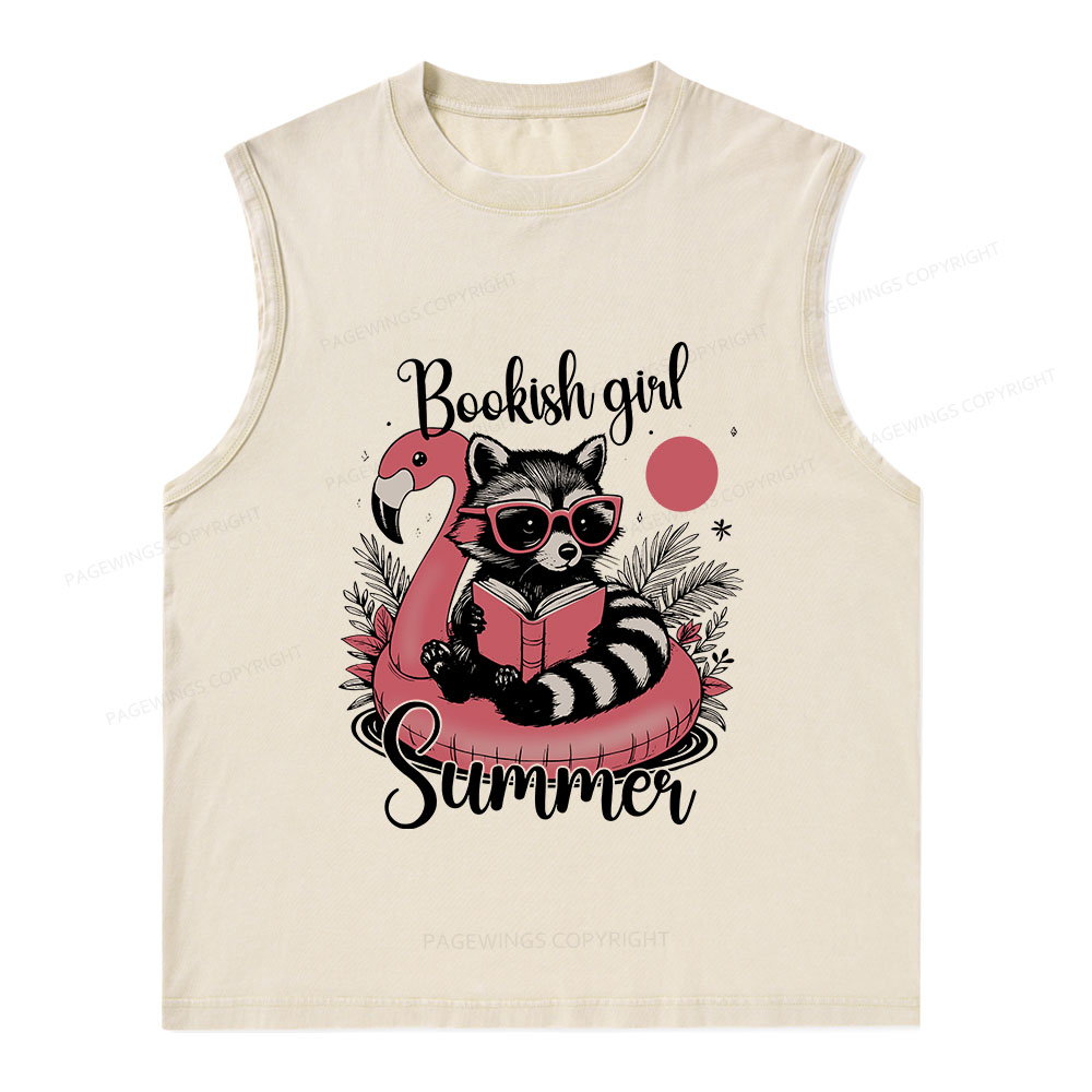 Pagewings Feral Bookish Girl Summer Unisex Washed Tank Top