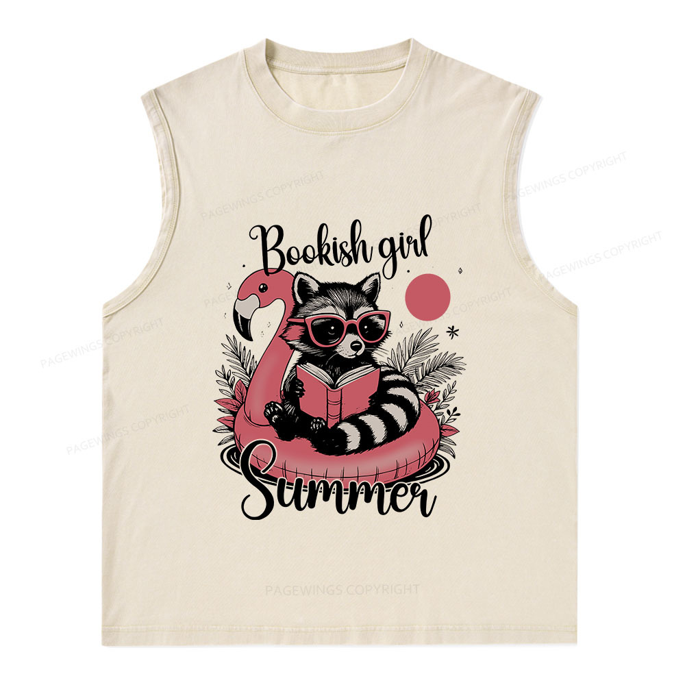 Pagewings Feral Bookish Girl Summer Unisex Washed Tank Top
