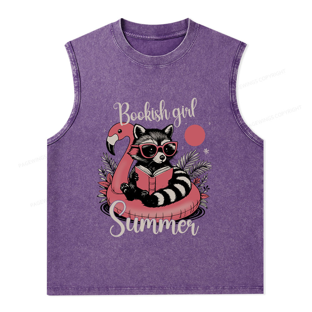 Pagewings Feral Bookish Girl Summer Unisex Washed Tank Top