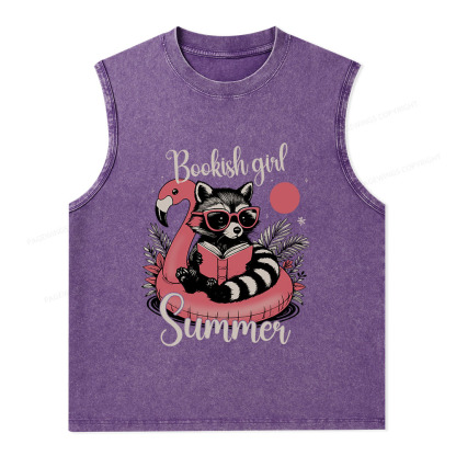 Pagewings Feral Bookish Girl Summer Unisex Washed Tank Top