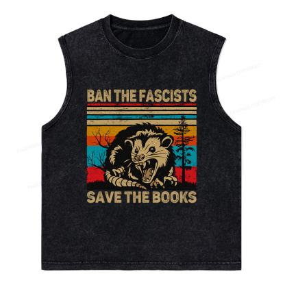Pagewings Ban The Fascists  Save The Books Unisex Washed Tank Top