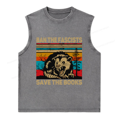 Pagewings Ban The Fascists  Save The Books Unisex Washed Tank Top