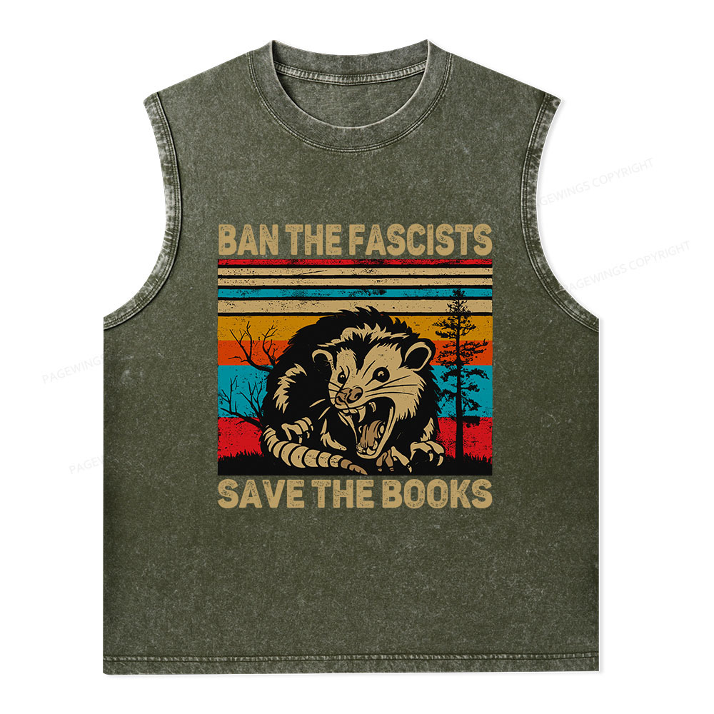 Pagewings Ban The Fascists  Save The Books Unisex Washed Tank Top