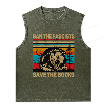 Pagewings Ban The Fascists  Save The Books Unisex Washed Tank Top