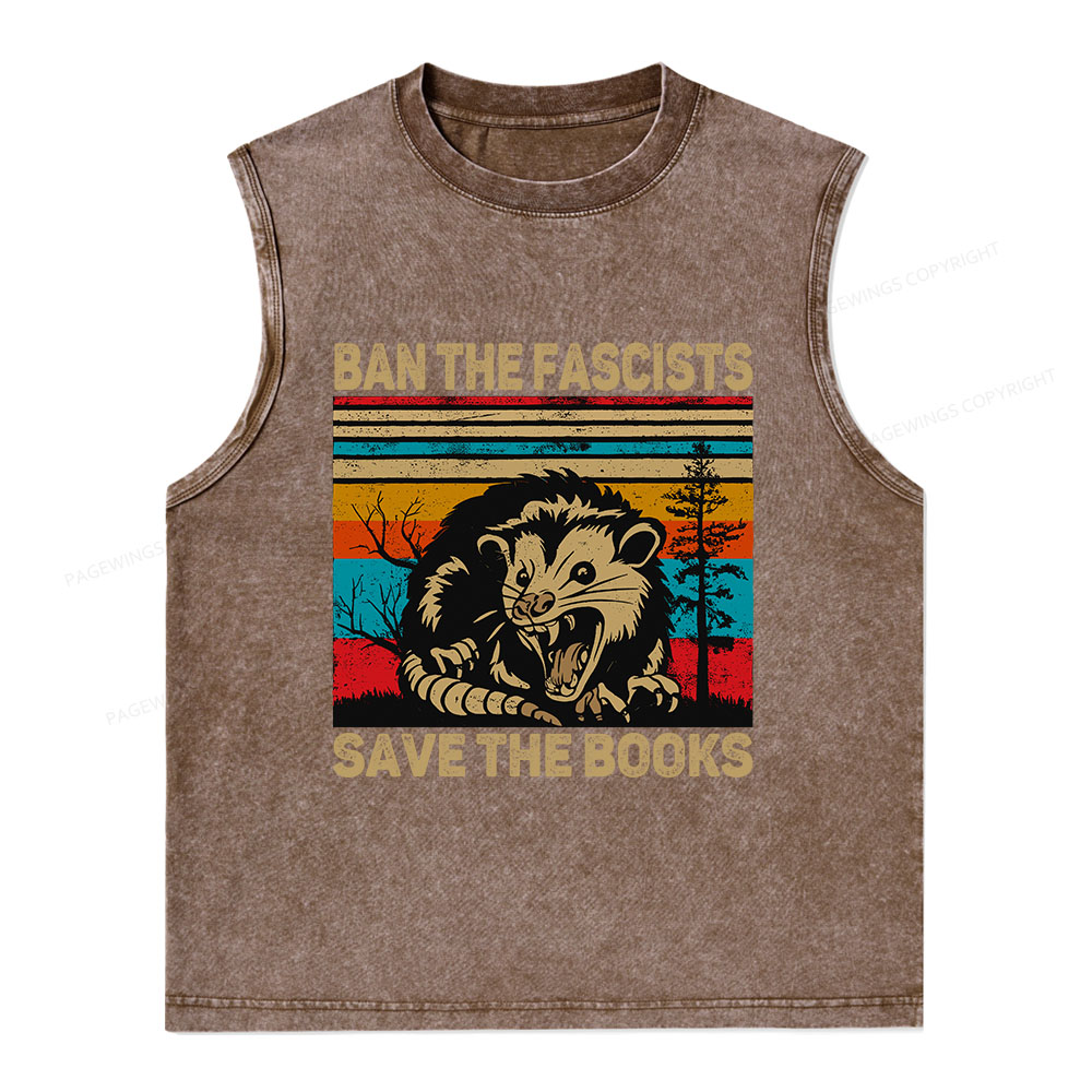 Pagewings Ban The Fascists  Save The Books Unisex Washed Tank Top