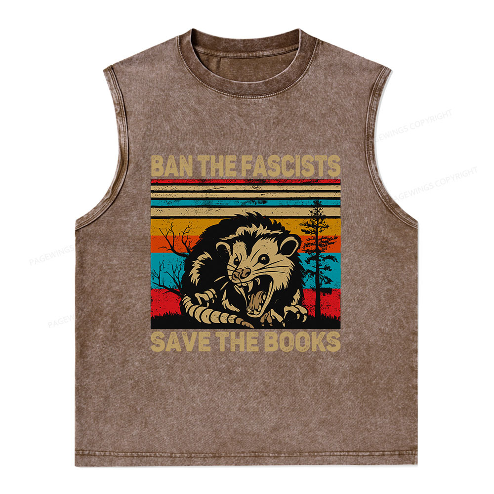 Pagewings Ban The Fascists  Save The Books Unisex Washed Tank Top