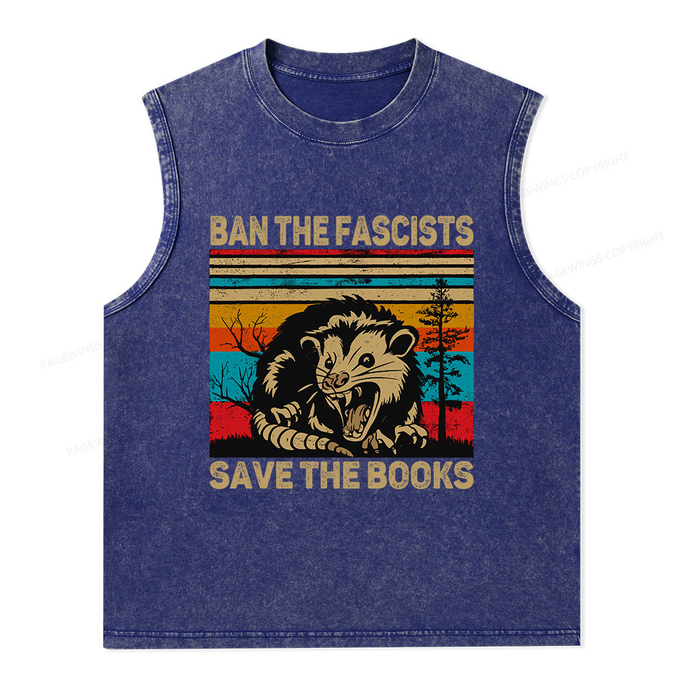Pagewings Ban The Fascists  Save The Books Unisex Washed Tank Top