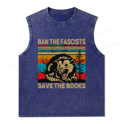 Pagewings Ban The Fascists  Save The Books Unisex Washed Tank Top
