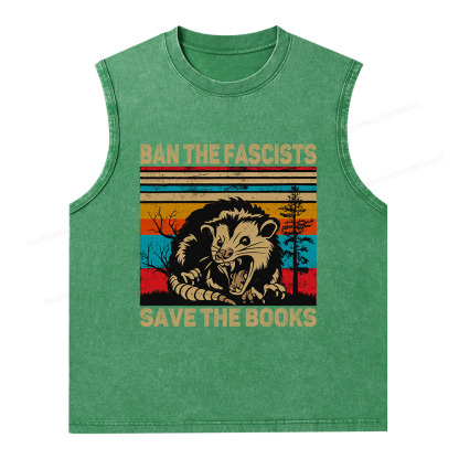 Pagewings Ban The Fascists  Save The Books Unisex Washed Tank Top