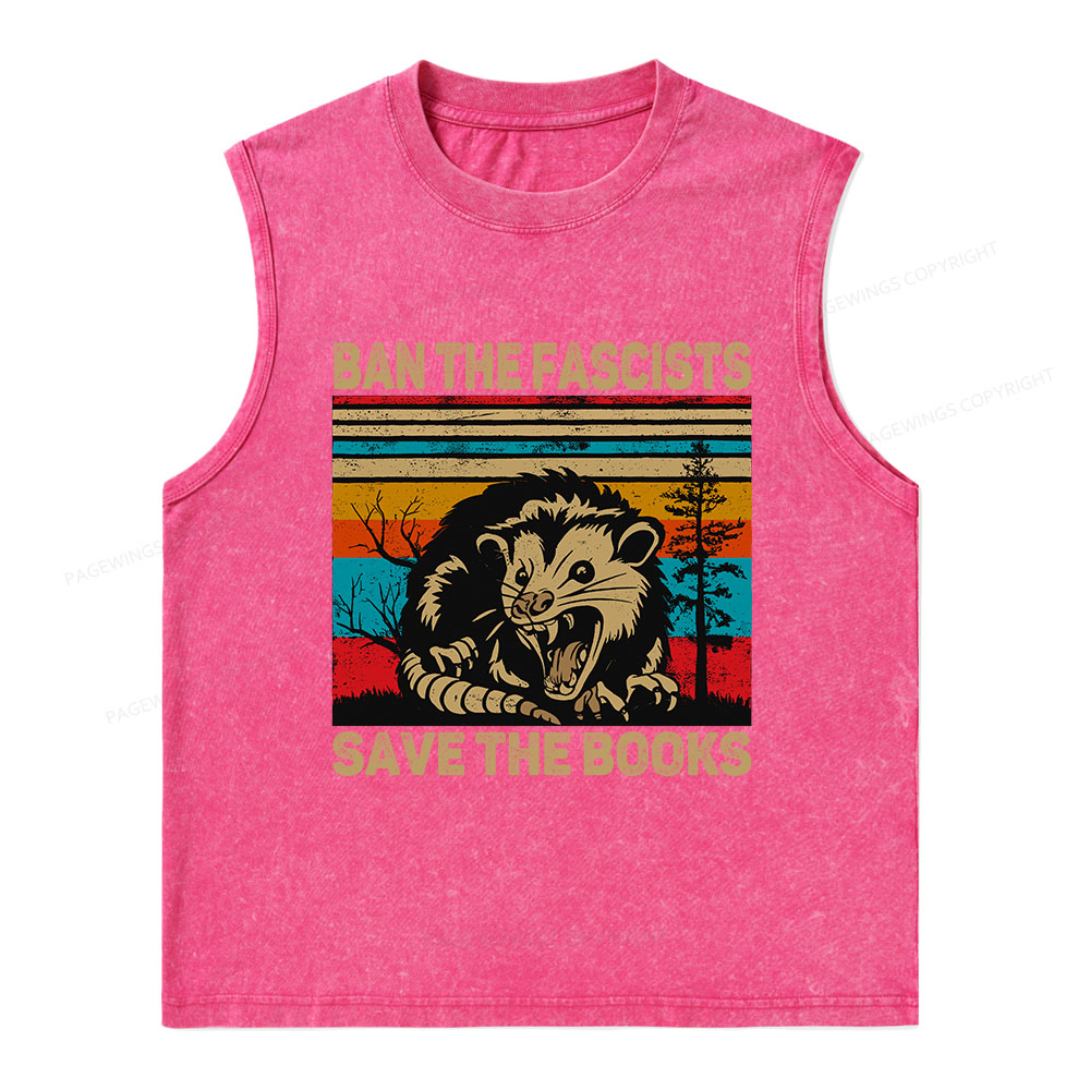 Pagewings Ban The Fascists  Save The Books Unisex Washed Tank Top