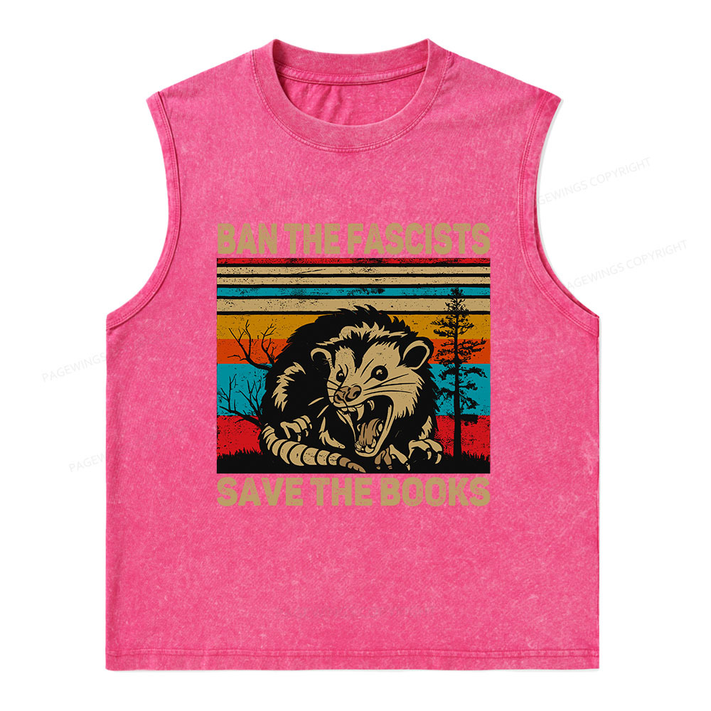 Pagewings Ban The Fascists  Save The Books Unisex Washed Tank Top