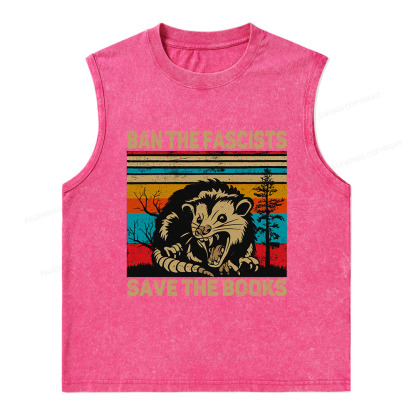 Pagewings Ban The Fascists  Save The Books Unisex Washed Tank Top