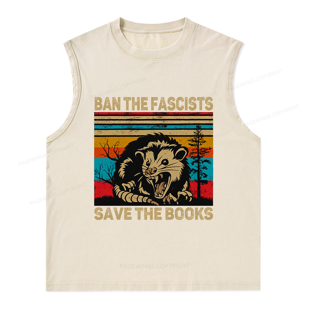 Pagewings Ban The Fascists  Save The Books Unisex Washed Tank Top