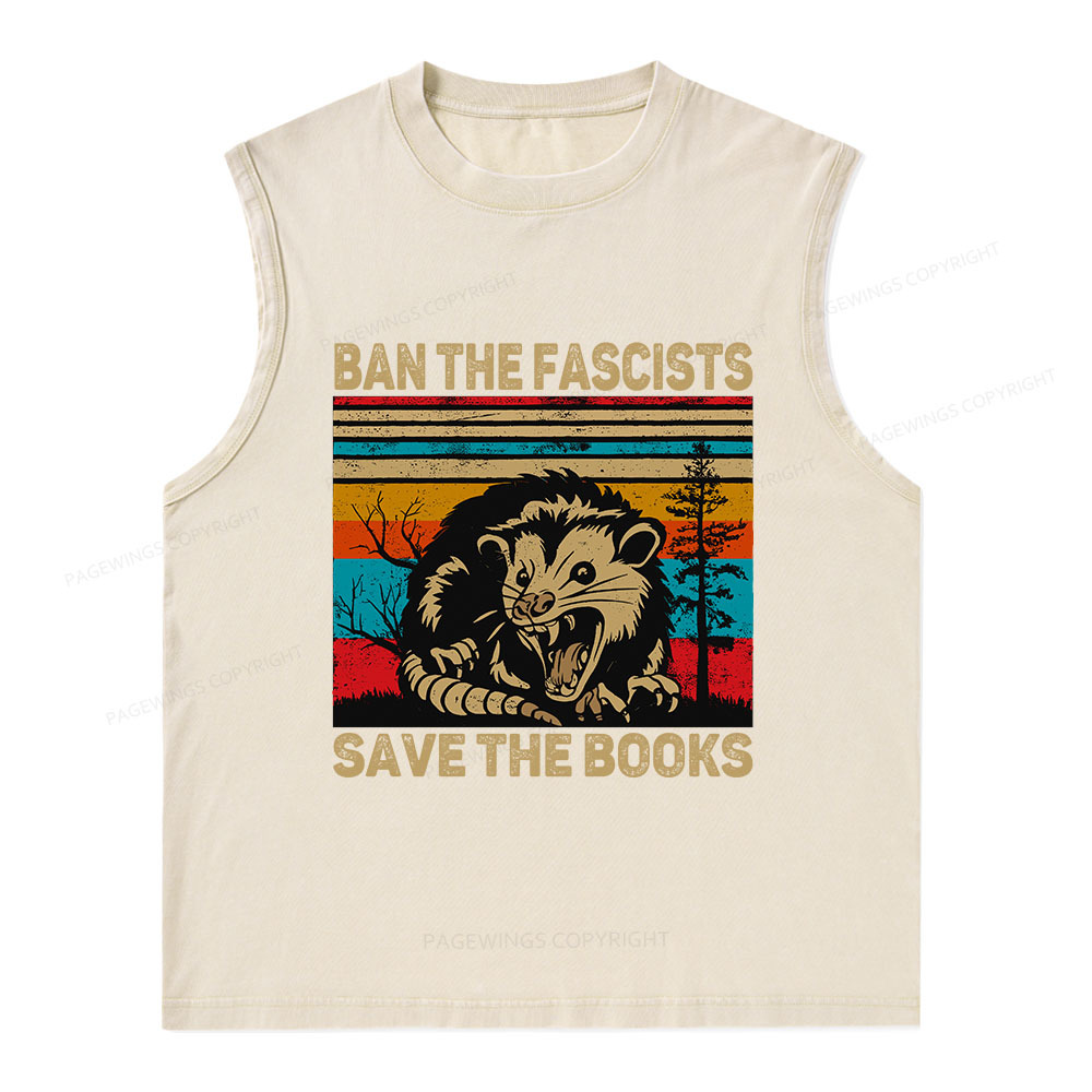 Pagewings Ban The Fascists  Save The Books Unisex Washed Tank Top