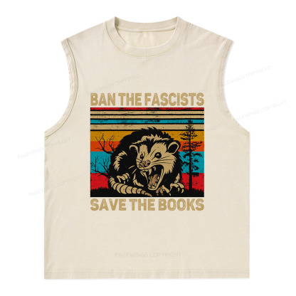 Pagewings Ban The Fascists  Save The Books Unisex Washed Tank Top