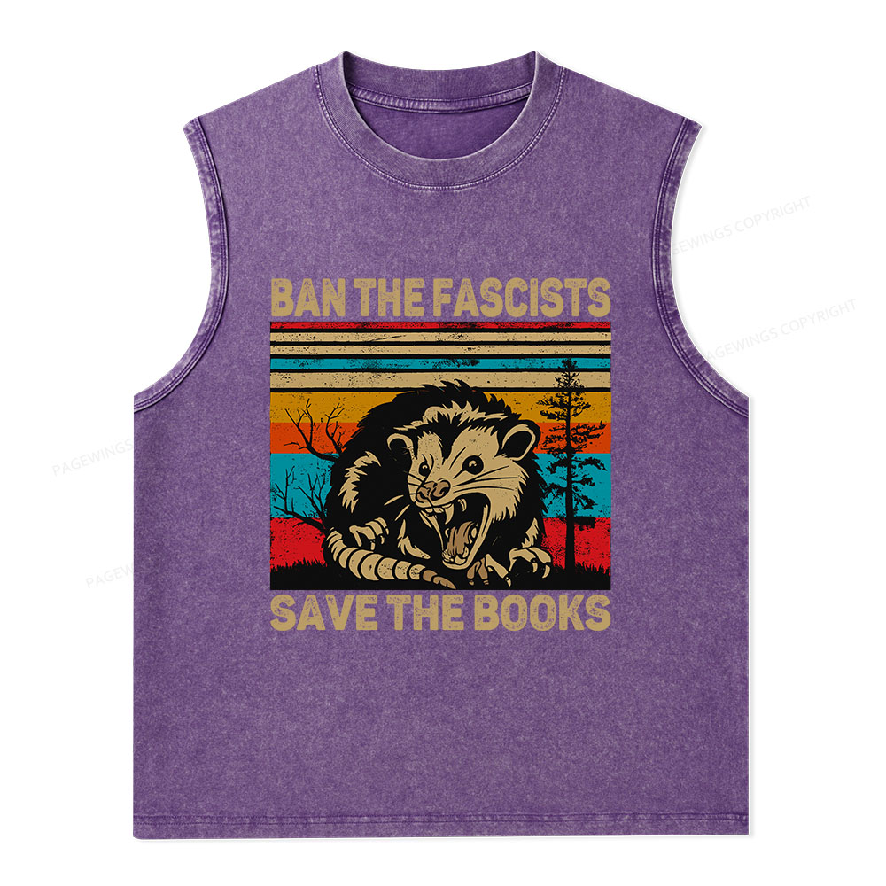 Pagewings Ban The Fascists  Save The Books Unisex Washed Tank Top