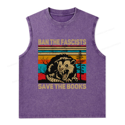Pagewings Ban The Fascists  Save The Books Unisex Washed Tank Top