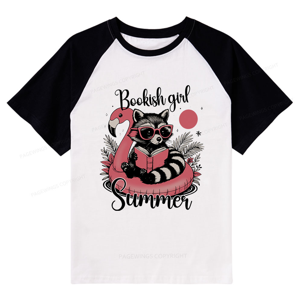 Pagewings Feral Bookish Girl Summer Raglan T-shirt