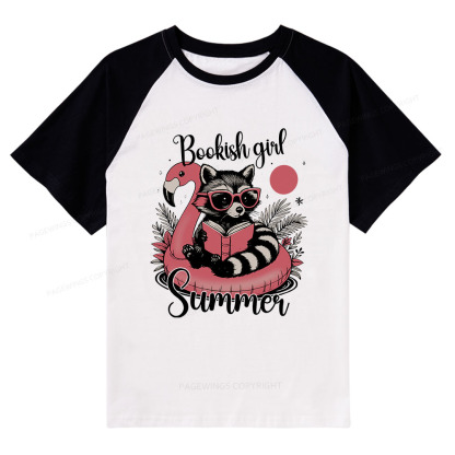 Pagewings Feral Bookish Girl Summer Raglan T-shirt