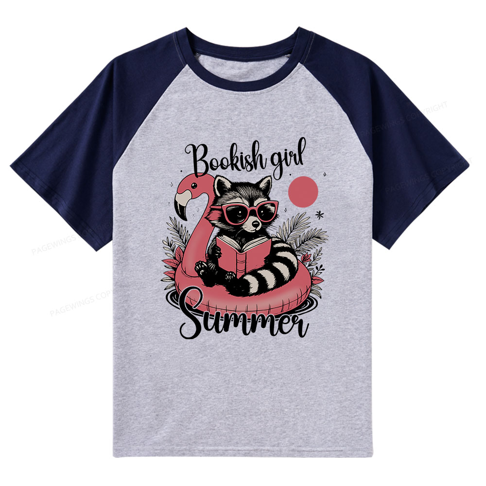 Pagewings Feral Bookish Girl Summer Raglan T-shirt