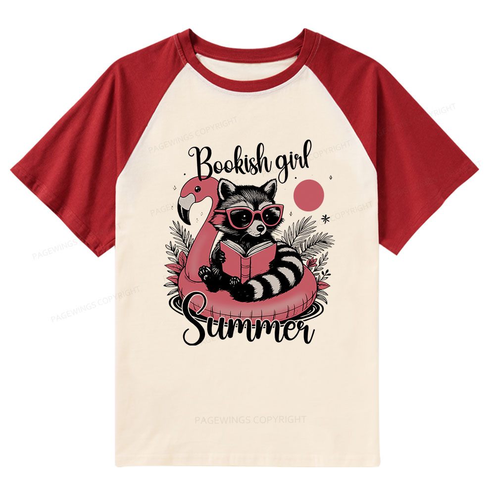 Pagewings Feral Bookish Girl Summer Raglan T-shirt