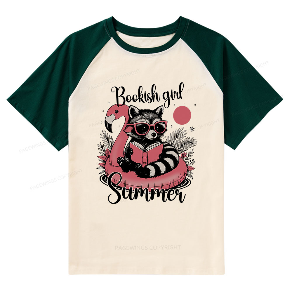 Pagewings Feral Bookish Girl Summer Raglan T-shirt