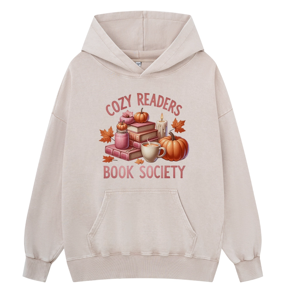 Pagewings Thanksgiving Cozy Readers Book Society Unisex Washed Hoodie