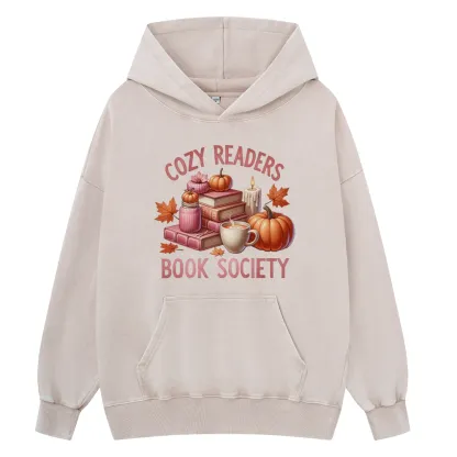 Pagewings Thanksgiving Cozy Readers Book Society Unisex Washed Hoodie
