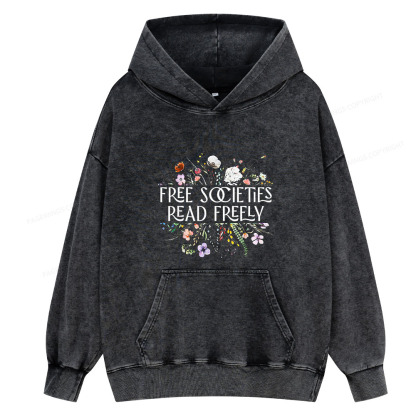 Pagewing Free Societies Read Freely Unisex Washed Hoodie