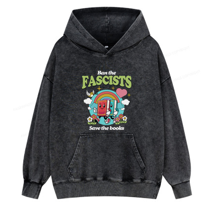 Pagewing Ban the Fascists Save the Books Unisex Washed Hoodie