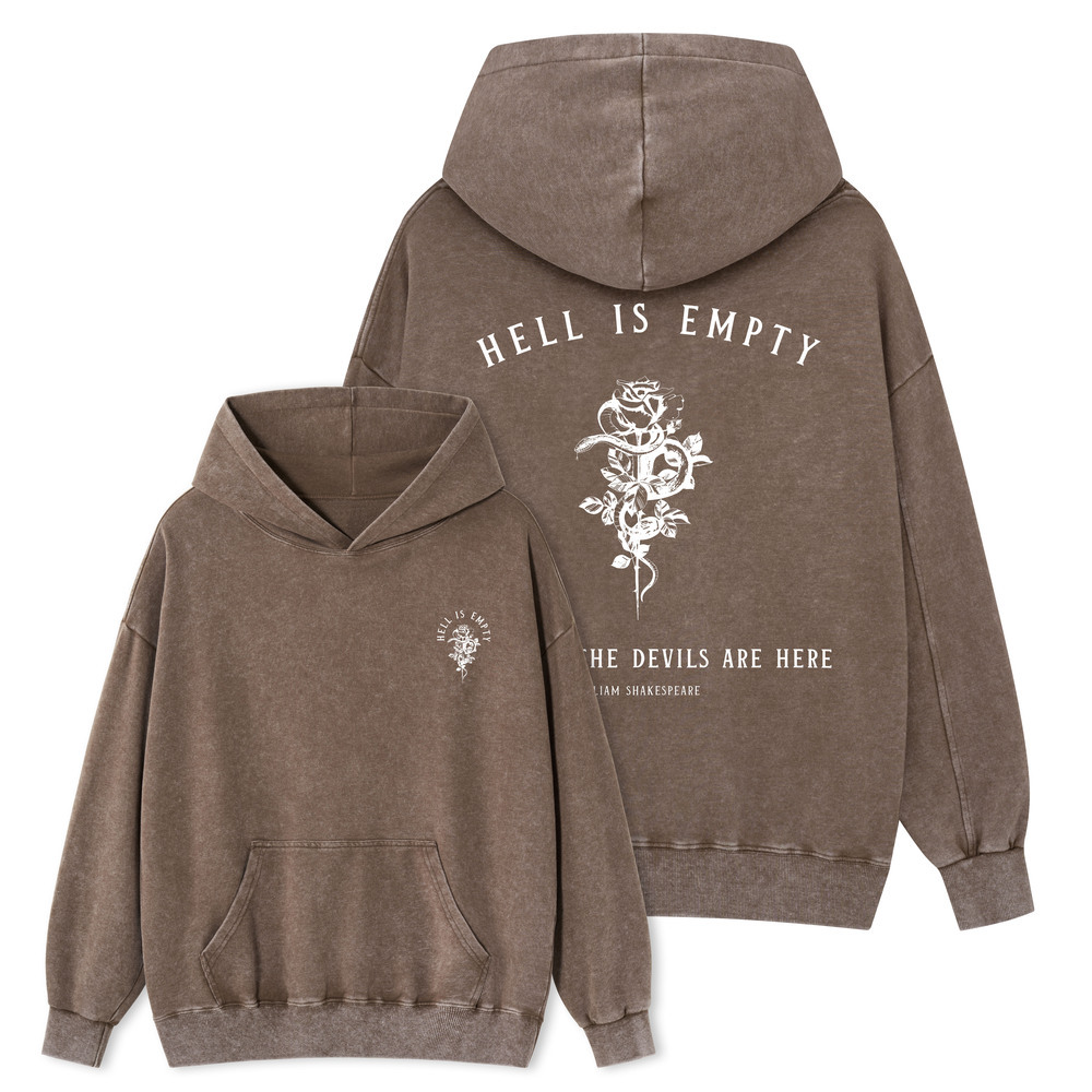 Pagewing Hell Is Empty And All The Devils Are Here Unisex Washed Hoodie