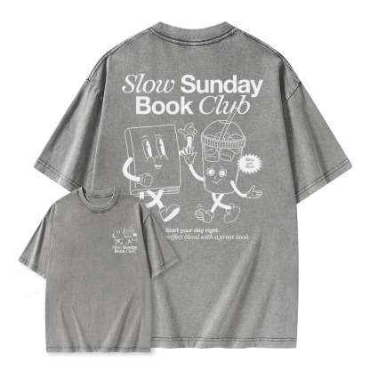 Pagewings Slow Sunday Book Club Unisex Washed T-shirt