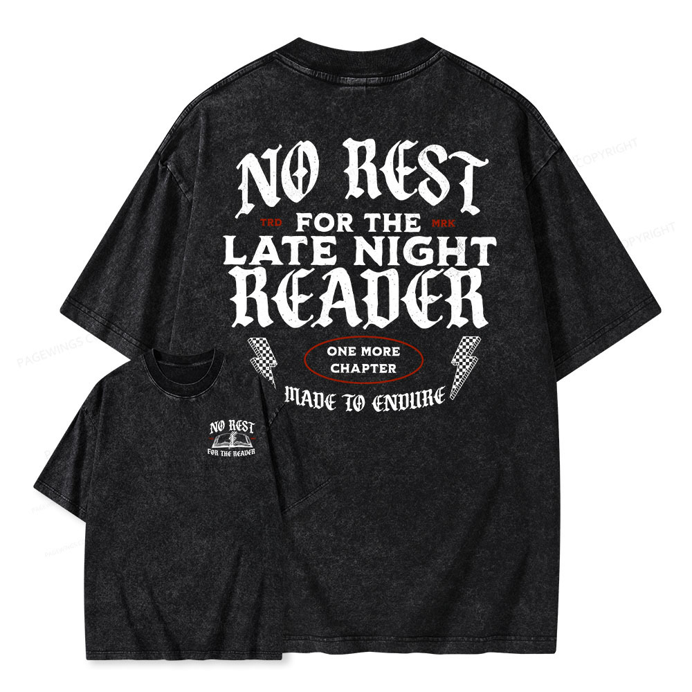Pagewings No Rest For The Late Night Reader Unisex Washed T-shirt