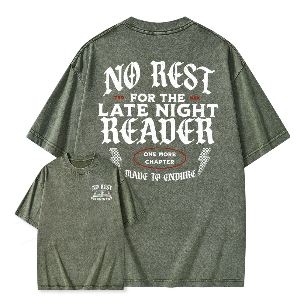 Pagewings No Rest For The Late Night Reader Unisex Washed T-shirt