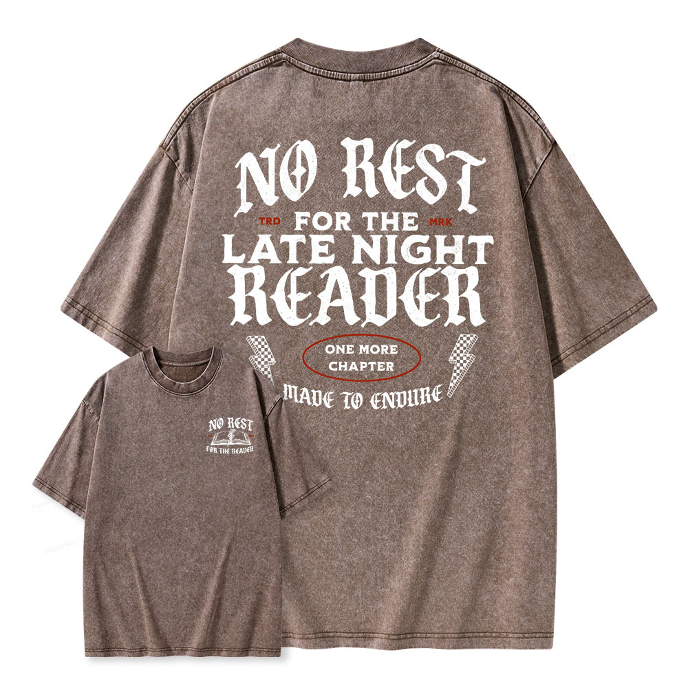 Pagewings No Rest For The Late Night Reader Unisex Washed T-shirt