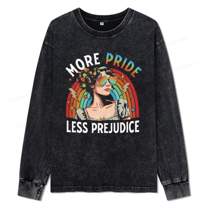Pagewings More Pride Less Prejudice Unisex Washed Long Sleeve T-shirt