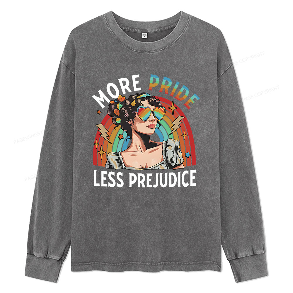 Pagewings More Pride Less Prejudice Unisex Washed Long Sleeve T-shirt