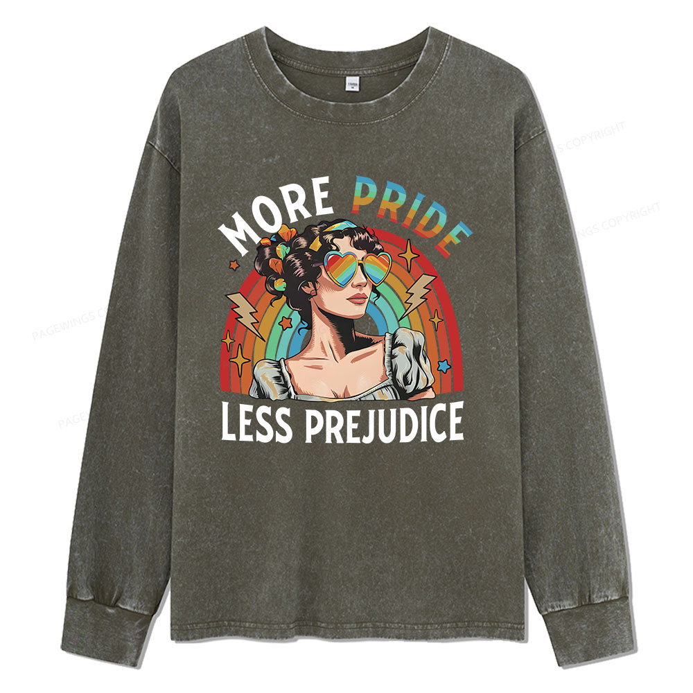 Pagewings More Pride Less Prejudice Unisex Washed Long Sleeve T-shirt