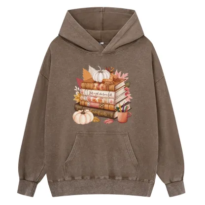 Pagewings Thanksgiving Fall Pumpkin Unisex Washed Hoodie