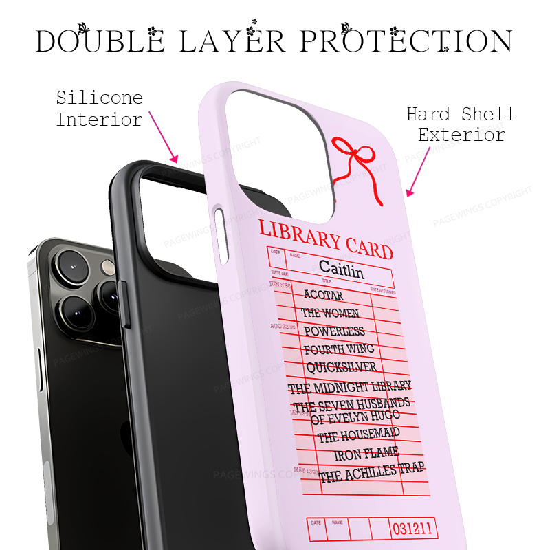 Pagewings Personalized Library Card Book Shelf Phone Case