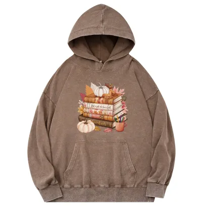 Pagewings Thanksgiving Fall Pumpkin Unisex Washed Hoodie