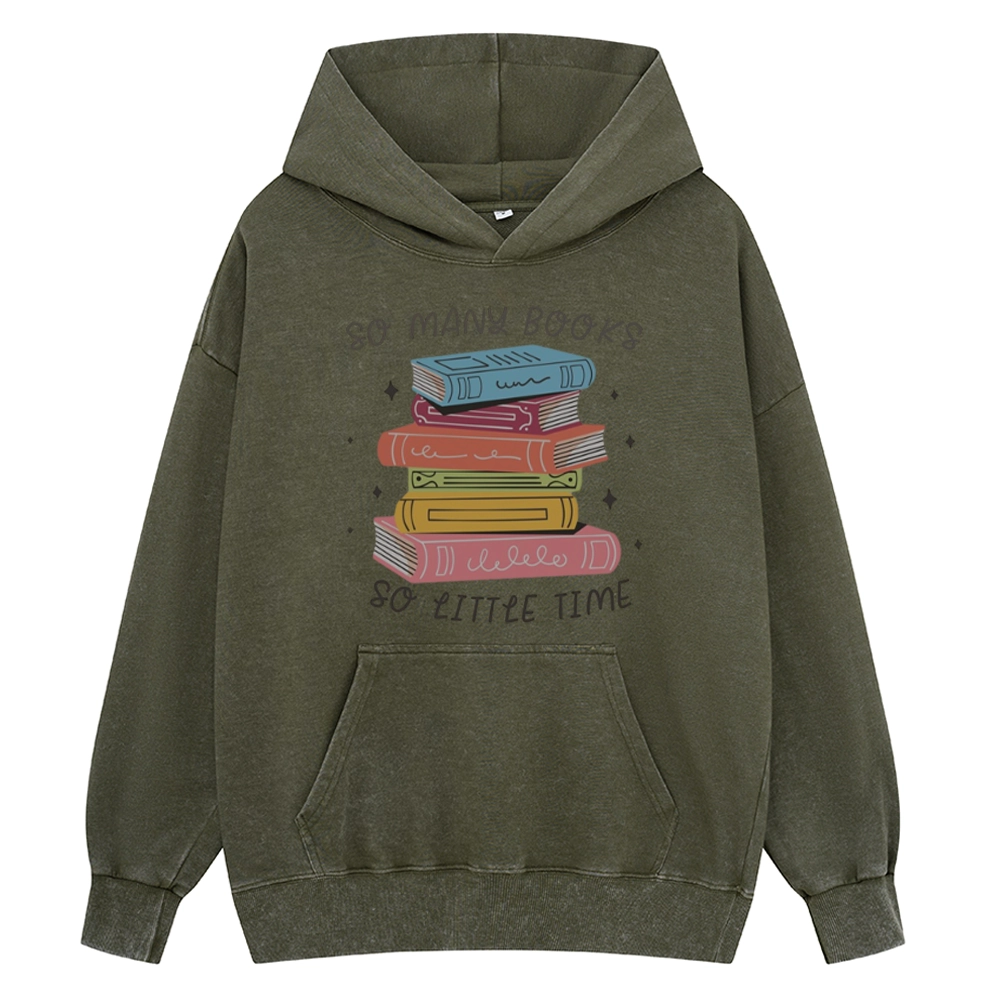 Pagewings So Many Books So Little Time Unisex Washed Hoodie