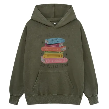 Pagewings So Many Books So Little Time Unisex Washed Hoodie